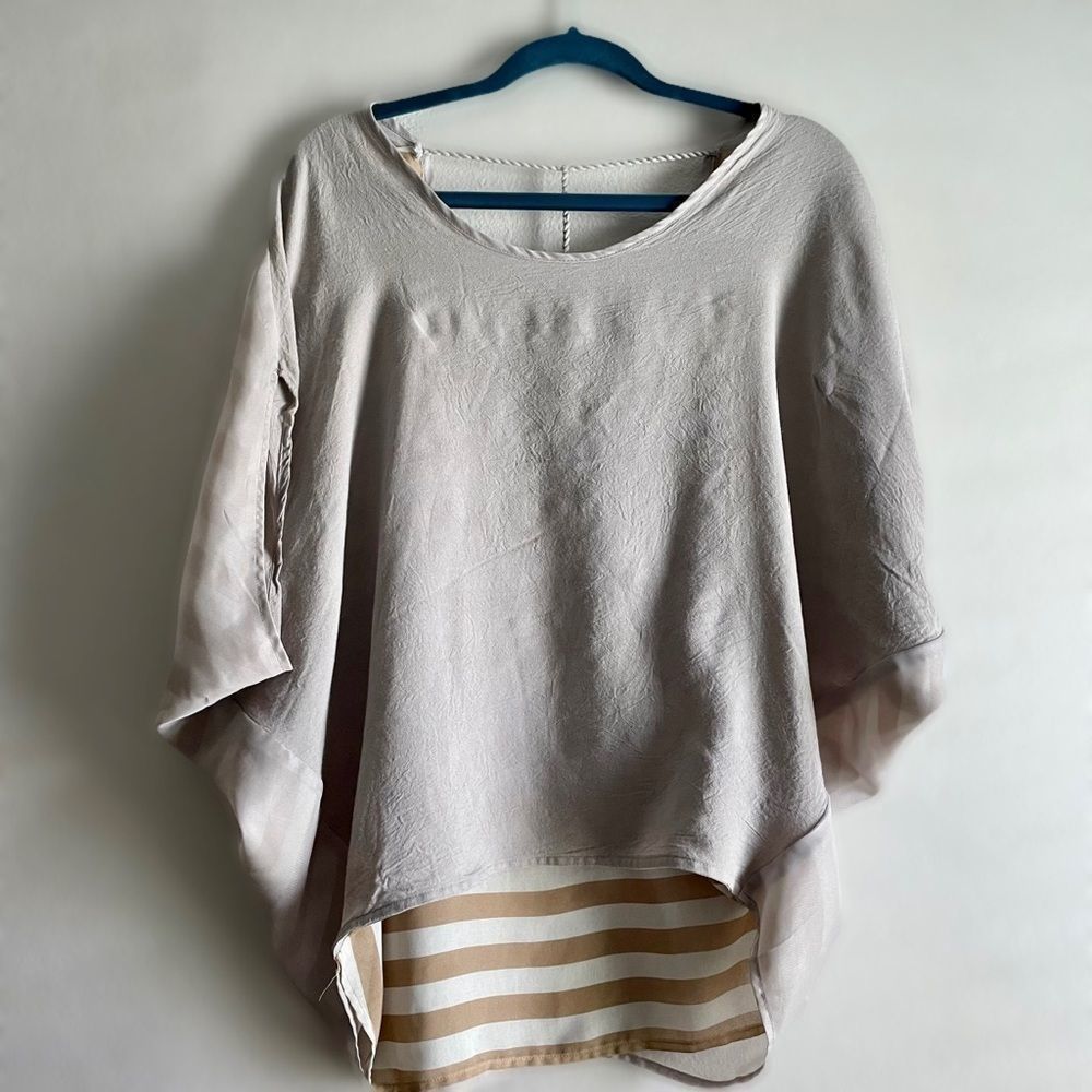 Vintage Anthropologie Cocoon Top, beige & cream, stripes